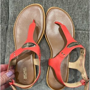 Orange-red Michael Kors thing sandals size 8.